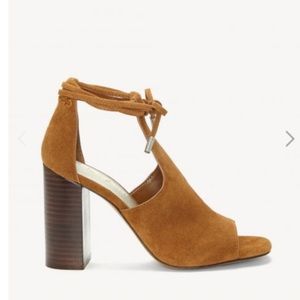 Genuine suede block heel sandals